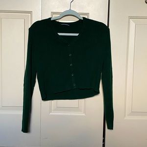 Brandy Melville Dark Green Cropped Cardigan